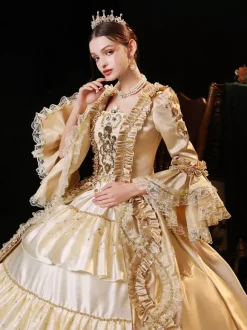 Champagne Retro Tudor Dress Costumes Polyester Dress Women's Marie Antoinette Costume Retro Masquerade Ball Gown