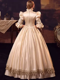 Champagne Retro Costumes Polyester Dress Women's Euro-Style Marie Antoinette Costume Party Prom Dress