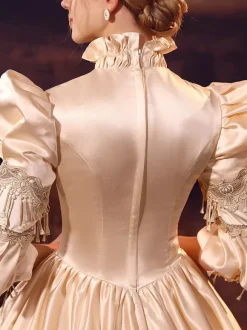Champagne Retro Costumes Polyester Dress Women's Euro-Style Marie Antoinette Costume Party Prom Dress