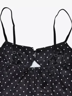 Chic Fitted Black Gown With Polka Dots Perfect For Casual Outings