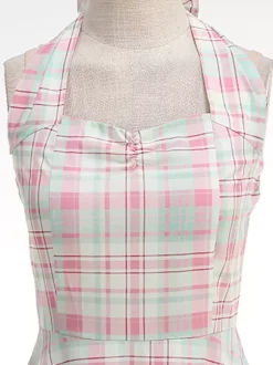 Chic Fitted Blue Plaid Gown With A Line Skirt Perfect For Summer Parties