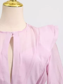 Chic Fitted Pink Gown With Layered Ruffle Perfect For Summer
