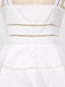 Chic Fitted White Maxi Gown With Lace Detail Perfect For Formal Events