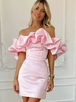 Chic Cupcake Dress Strapless Slit Birthday Party Mini Dresses