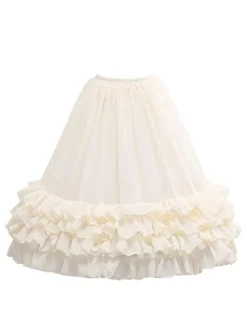 Chiffon Lolita Skirt Bow Ruffle White Lolitapetticoat