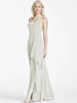 Chiffon Bridesmaid Dresses Sleeveless Irregular A-Line Wedding Party Maxi Dress