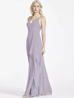 Chiffon Bridesmaid Dresses Sleeveless Irregular A-Line Wedding Party Maxi Dress