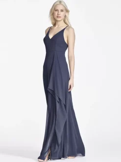 Chiffon Bridesmaid Dresses Sleeveless Irregular A-Line Wedding Party Maxi Dress