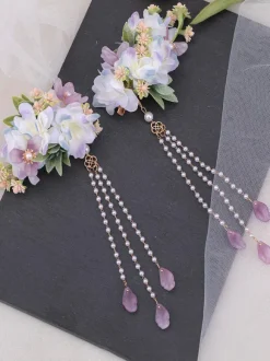 Chinese Style Lolita Accessories Lavender Flowers Chains Accessory Metal Miscellaneous