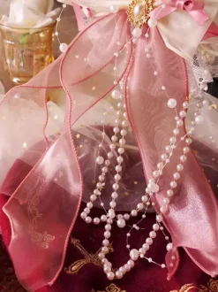 Chinese Style Lolita Accessories Green Pearls Bows Flowers Polyester Fiber Accessory Miscellaneous