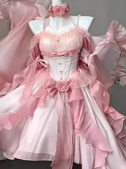 Christmas Gothic Lolita Dresses Bows Red Pink White Sash Halter