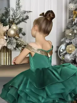 Christmas Girl Party Dress Special Occasion Dresses Sleeveless Ruffles
