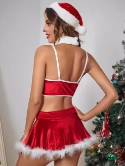 Christmas Red Choker Skirt Top Costumes