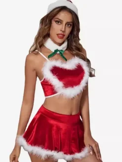 Christmas Red Choker Skirt Top Costumes
