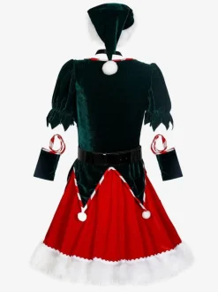 Christmas Red Green Polyester Fiber Short Dress Holidays Costumes Full Set