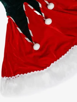 Christmas Red Green Polyester Fiber Short Dress Holidays Costumes Full Set