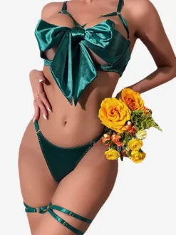Christmas Rose Top T-back 3-Pieces Sets Christmas Costumes