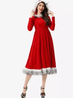Christmas Sets Red Dress Block Christmas Holidays Costumes