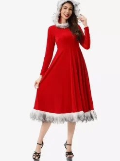 Christmas Sets Red Dress Block Christmas Holidays Costumes