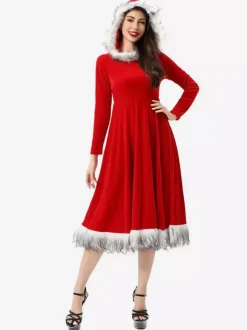 Christmas Sets Red Dress Block Christmas Holidays Costumes