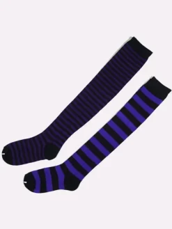 Classic Lolita Knee High Socks Neverland Striped Rose Lolita Socks