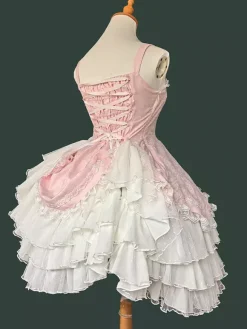 Classical Gothic Lolita Dress Bows Sleeveless Color Block Burgundy Jumper Dresses