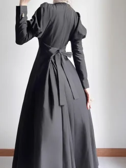 Classical Lolita Dress Lolita Puppet Polyester Ruffles Long Sleeves Classic Black Dress