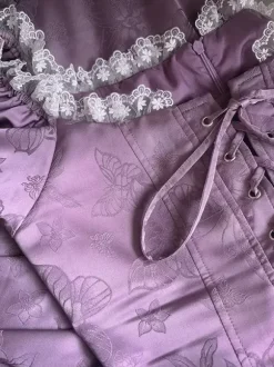 Classical Lolita Dress Polyester Short Sleeves Jacquard Lolita Dresses Classic Purple