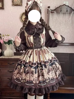 Classical Lolita Dress Cotton Bows Lolita Dresses Sleeveless Chocolate Jumper Skirt