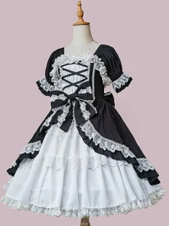 Classical Lolita Dress Cotton Sleeveless Black Lolita Dresses