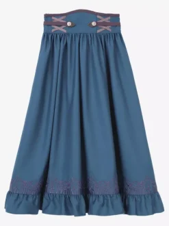 Classical Lolita Dress Dark Navy OP Polyester Lace Up Long Sleeves Lolita Dresses Set