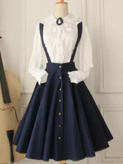 Classical Lolita Dress Military Style Cross Regression Lolita Salopette Button Suspender Skirt
