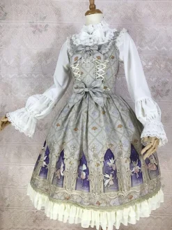 Classical Lolita Dress Polyester Sleeveless Lolita Dresses Classic Cyan