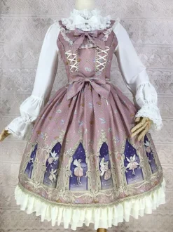 Classical Lolita Dress Polyester Sleeveless Lolita Dresses Classic Cyan