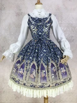 Classical Lolita Dress Polyester Sleeveless Lolita Dresses Classic Cyan