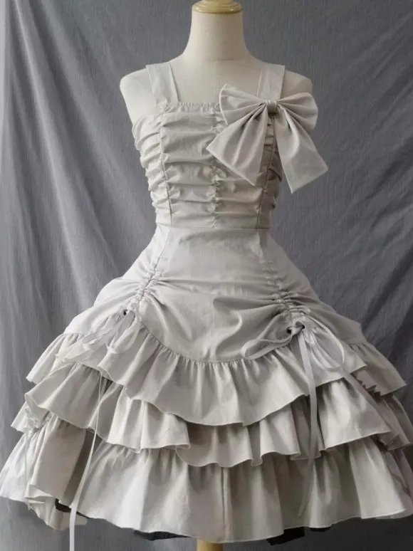Classical Lolita Dress Polyester Sleeveless Ecru White Lolita Dresses