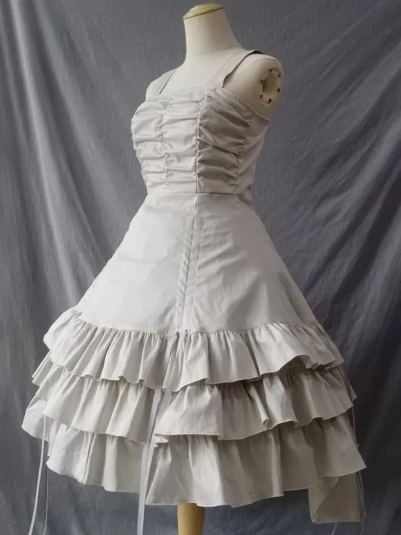 Classical Lolita Dress Polyester Sleeveless Ecru White Lolita Dresses