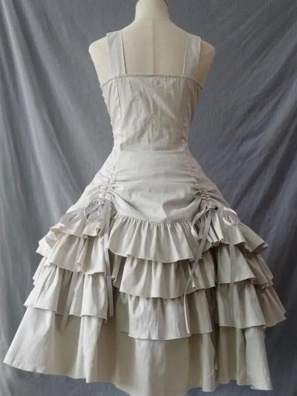 Classical Lolita Dress Polyester Sleeveless Ecru White Lolita Dresses