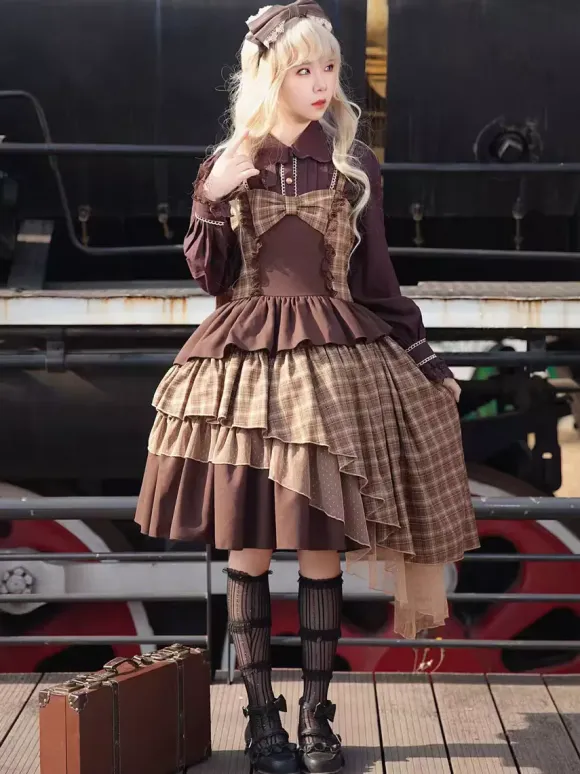 Classical Lolita Dress Polyester Lace Sleeveless Light Brown Lolita Dresses