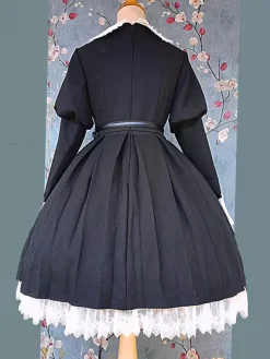 Classical Lolita Dress Polyester Knotted Long Sleeves Lolita Dresses Classic Tan