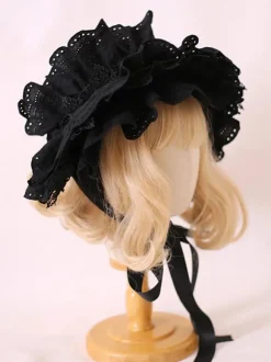 Classic Lolita Hat Burgundy Flowers Accessory Lace Polyester Lolita Accessories