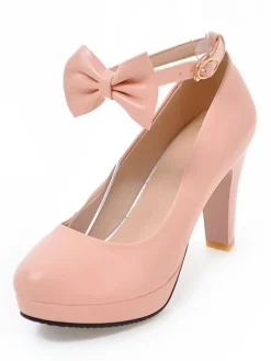 Classic Lolita Pumps Bow Ankle Strap Platform Lolita Heels