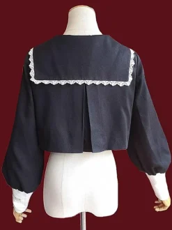 Classic Ruffles Long Sleeves Black