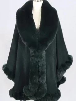 Cloak Cape Faux Fur Bride Wraps Poncho Coat For Women