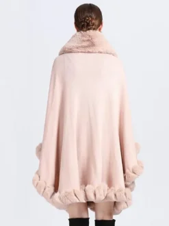 Cloak Cape Faux Fur Bride Wraps Poncho Coat For Women