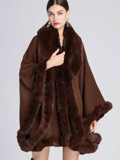 Cloak Cape Faux Fur Bride Wraps Poncho Coat For Women
