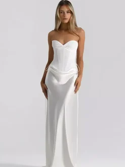 Club Dress For Women Strapless Chic Strappy Sleeveless Backless Black Sexy Dress