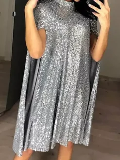 Club Dress Gold Jewel Neck Sequins Sexy Knee Length Dress