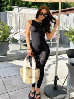 Club Jumpsuit Jewel Neck Cut Out Sleeveless Sexy Clubwear