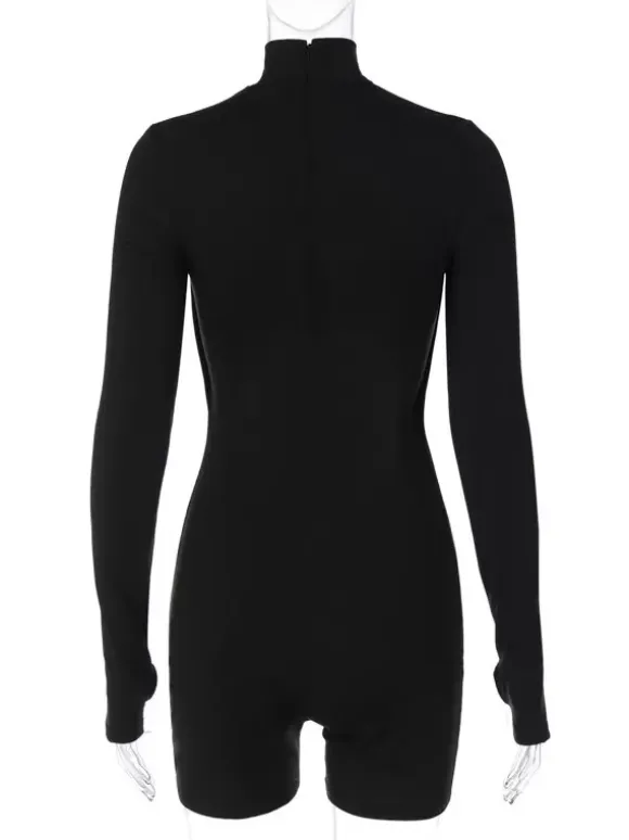 Club Jumpsuit Sexy Polyester Long Sleeves Jewel Neck Zipper Adult's Clubwear